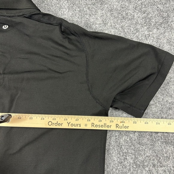 Lululemon Polo Shirt Mens Large Black Solid Performance Golf Short Sleeve - Picture 7 of 9